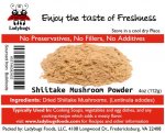 Shiitake Mushroom Powder, Organic Fruiting Body - 4oz